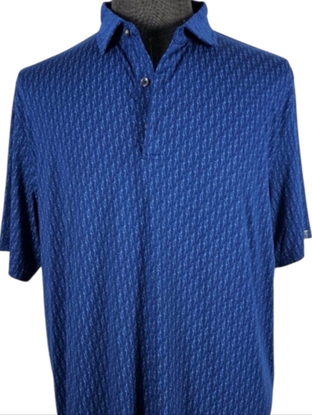 Tasc Cloud Men's Blue Patterned New Poly Blend Golf Polo Casual Sport Size XL